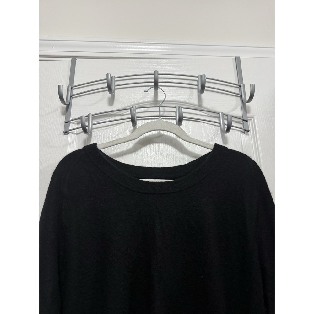 Aqua Cashmere Womens L Black Asymmetrical Side Slit Sweater Quiet Luxury Knit - Picture 4 of 16